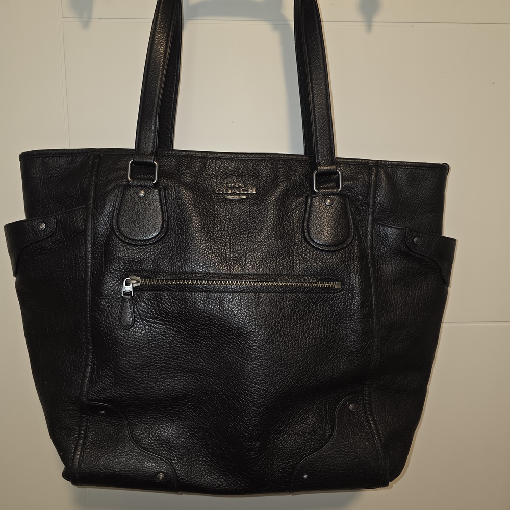 Large Coach Pebbled Leather Tote Bag